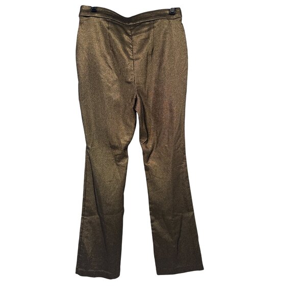 I.N.C. Womens Metallic Gold Flared Pants Size 8 pull on high waist - Picture 3 of 5
